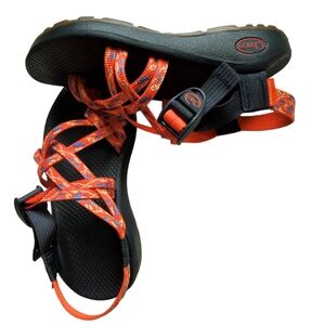 Chaco women's sandals strappy black orange size 6